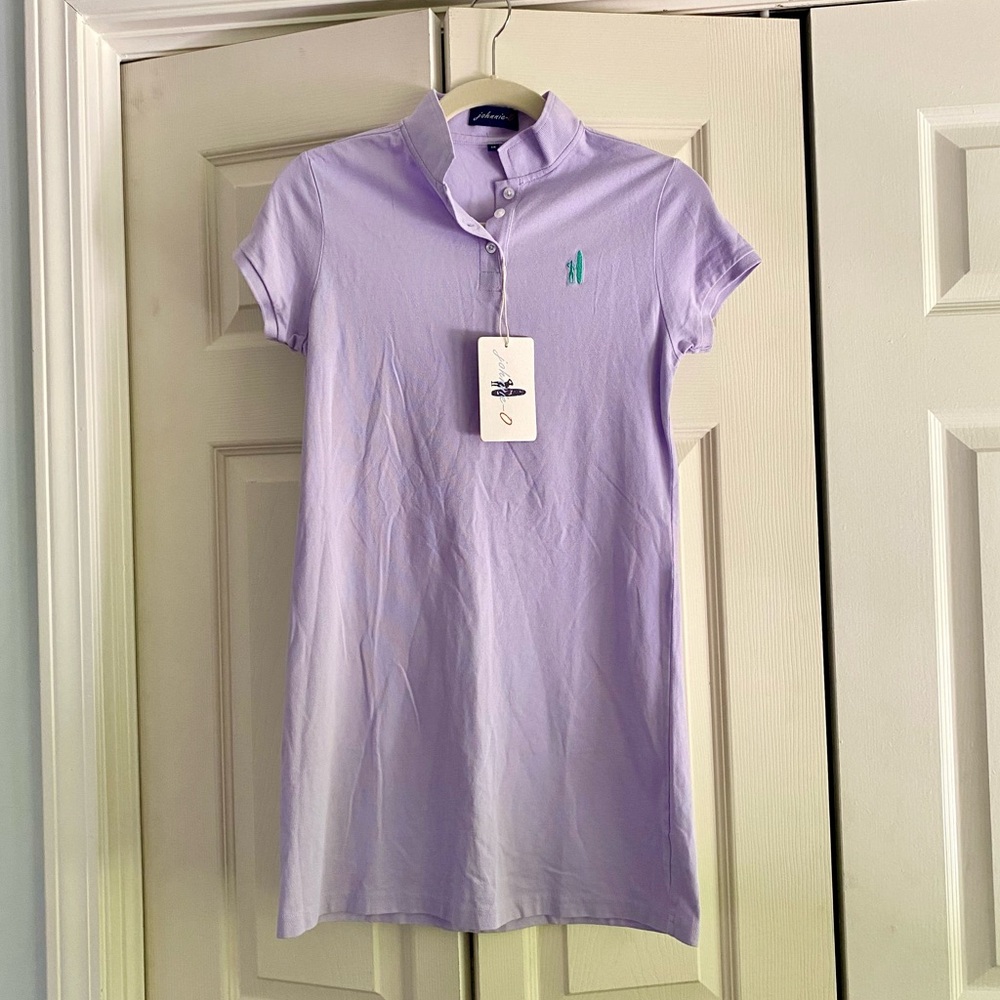 NWT Johnnie-O Girl’s short sleeve pique polo dress in lavender, size 14